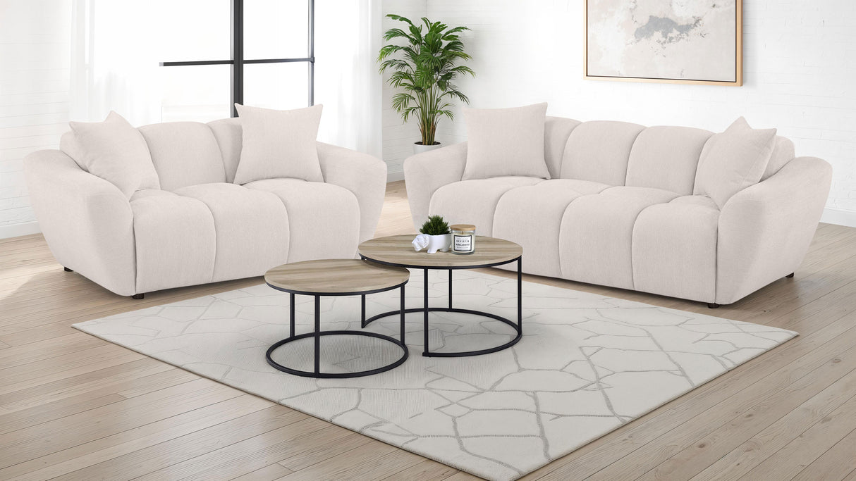 Destino 2-Piece Chenille Splayed Arm Sofa Set Greige