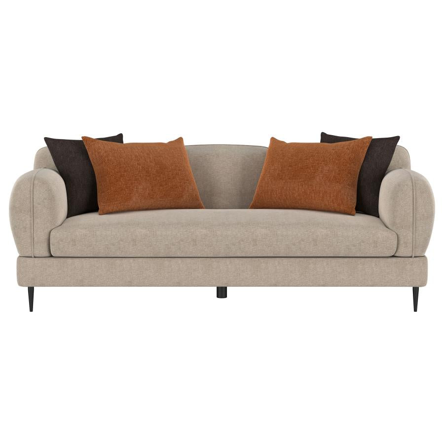 Jade Latte Chenille Upholstered Contemporary Track Arm Sofa