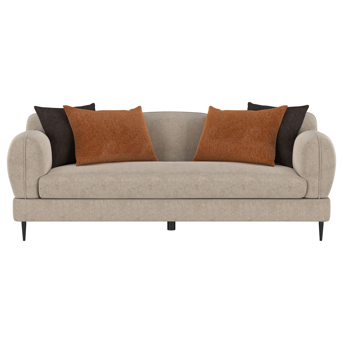 Jade Chenille Upholstered Sculpted Track Arm Sofa, Latte