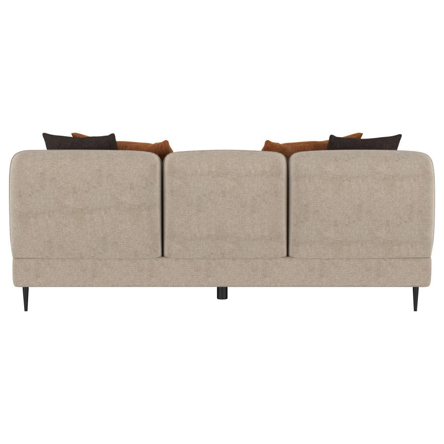 Jade Latte Chenille Upholstered Contemporary Track Arm Sofa