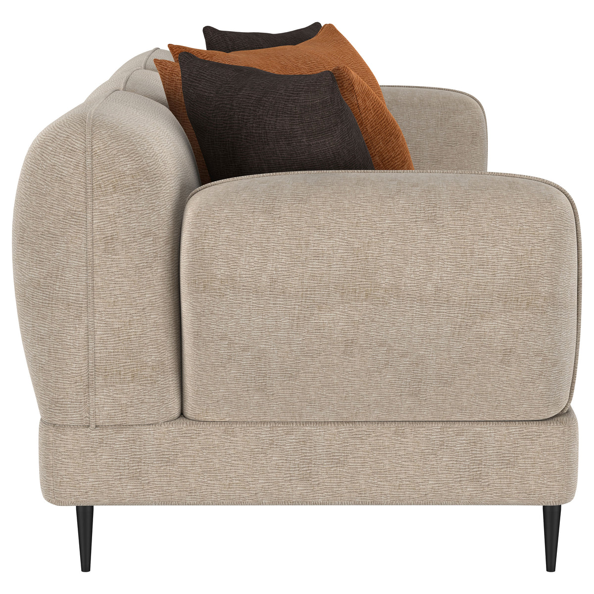 Jade Chenille Upholstered Sculpted Track Arm Sofa, Latte