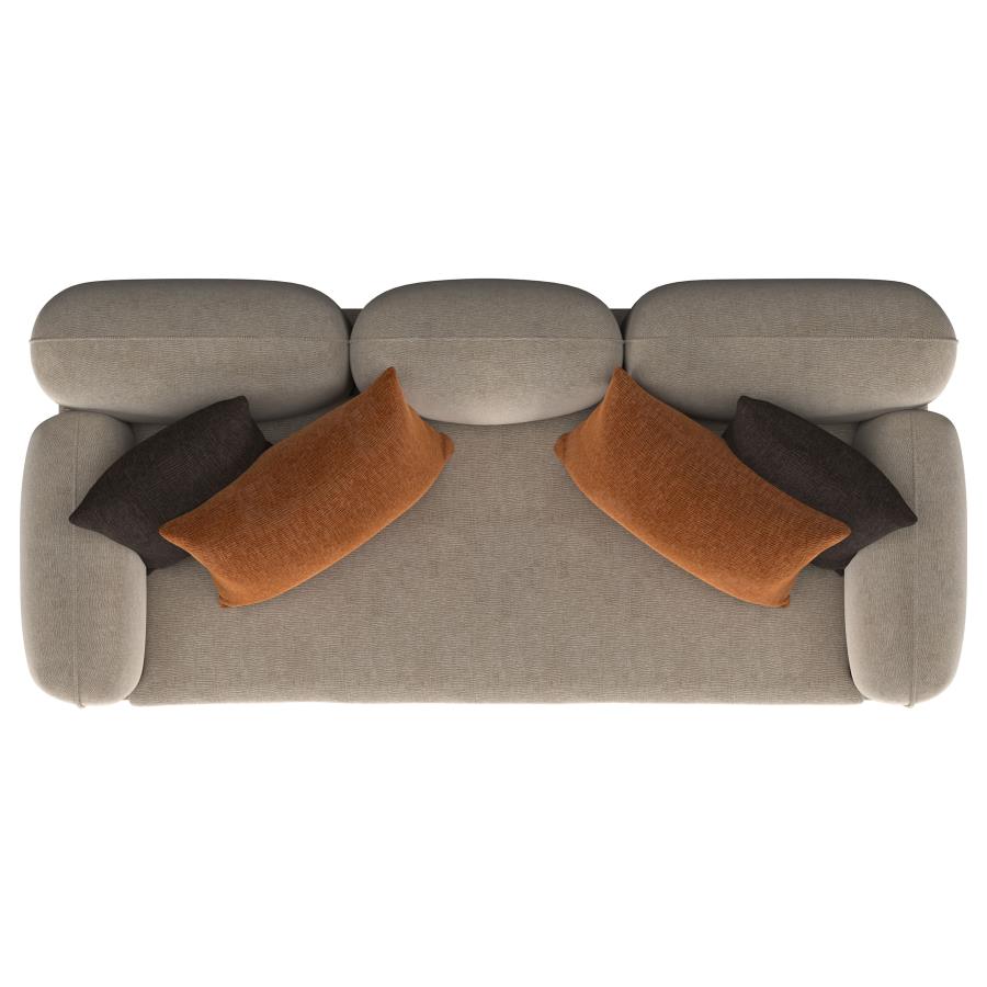 Jade Latte Chenille Upholstered Contemporary Track Arm Sofa