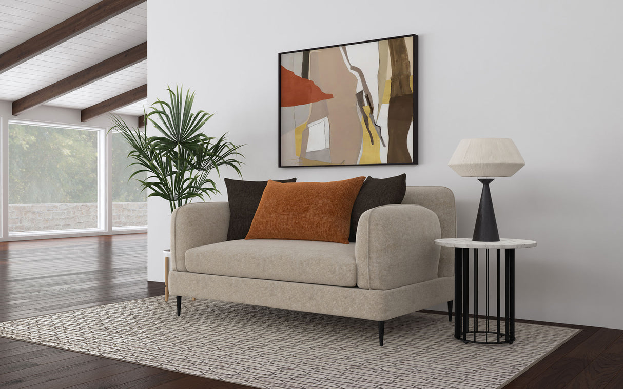Jade Chenille Upholstered Sculpted Track Arm Loveseat, Latte