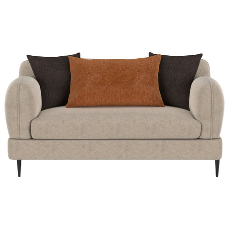 Jade Chenille Upholstered Sculpted Track Arm Loveseat, Latte