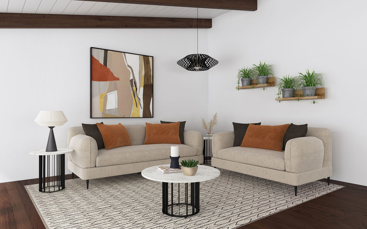 Jade Chenille Upholstered Sculpted Track Arm Loveseat, Latte