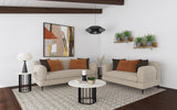 Jade Chenille Upholstered Sculpted Track Arm Loveseat, Latte
