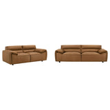 Buxton 2-Piece Orange Leather Upholstered Sofa Set