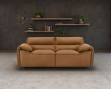 Buxton Top Grain Leather Loveseat in Orange