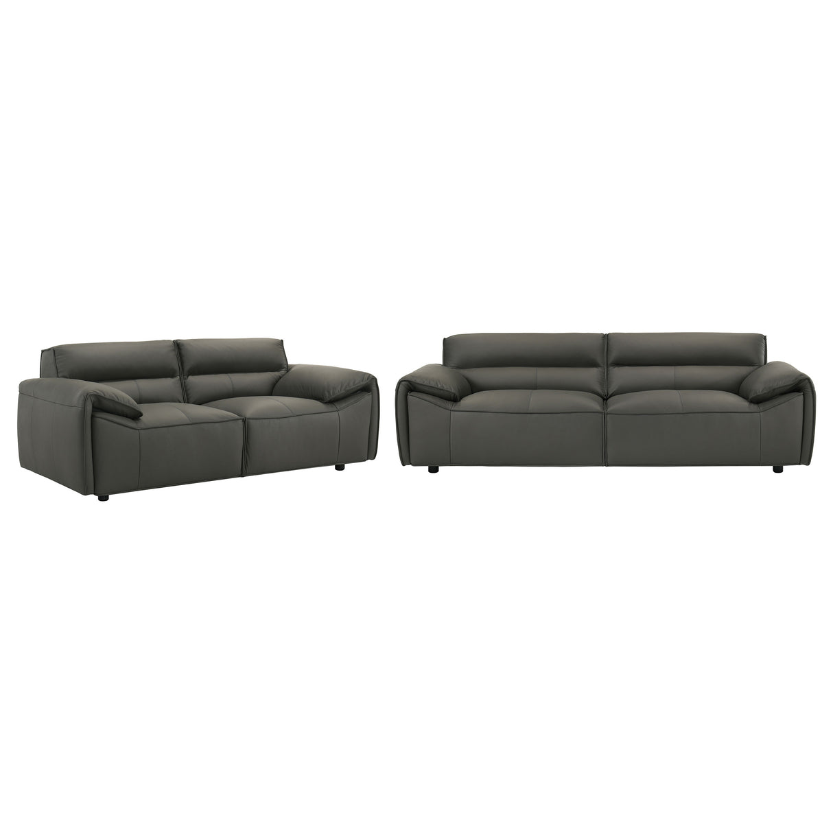 Buxton 2-Piece Leather Sofa Set in Graphite