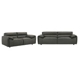 Buxton 2-Piece Leather Sofa Set in Graphite