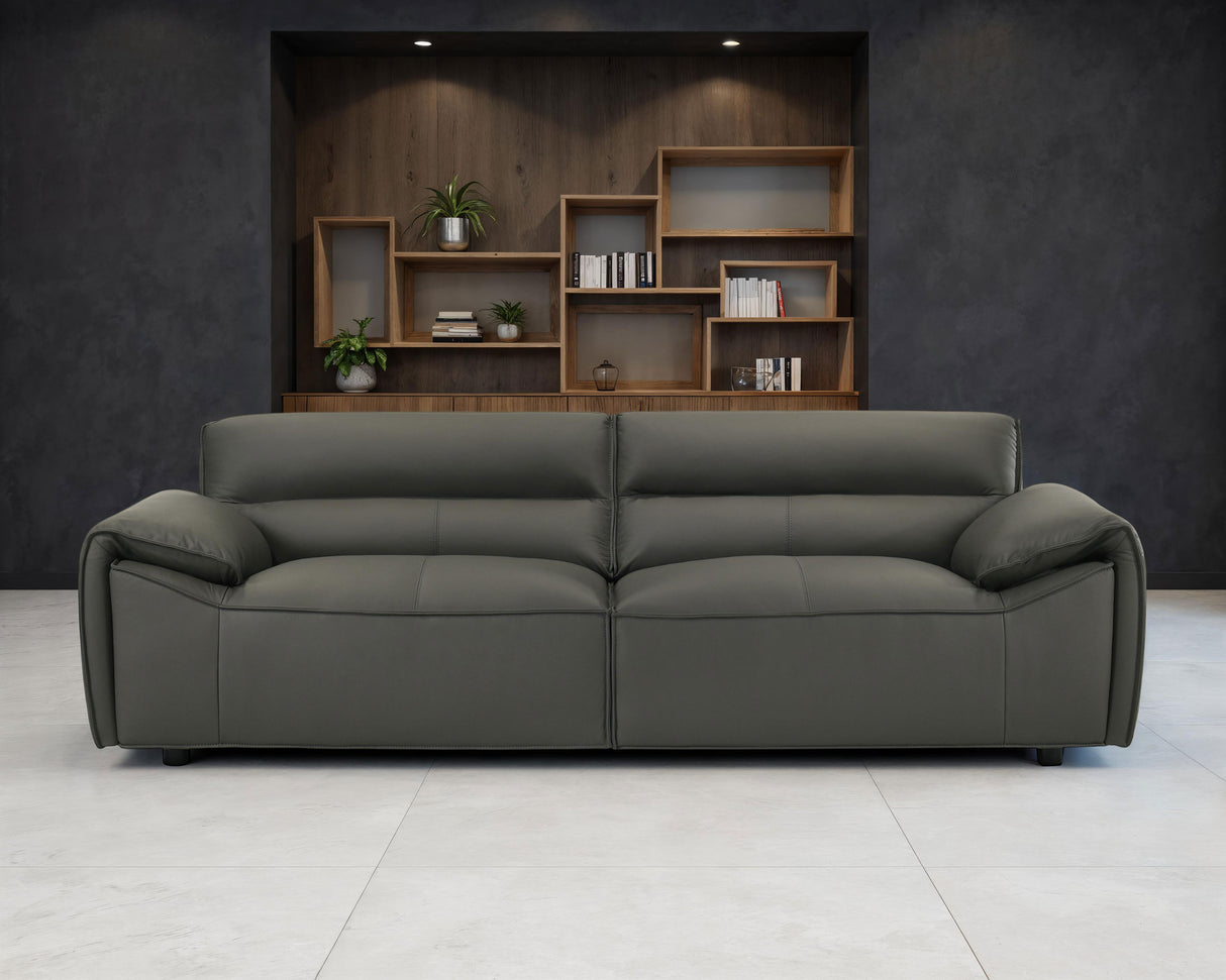 Buxton Top Grain Leather Sofa in Graphite