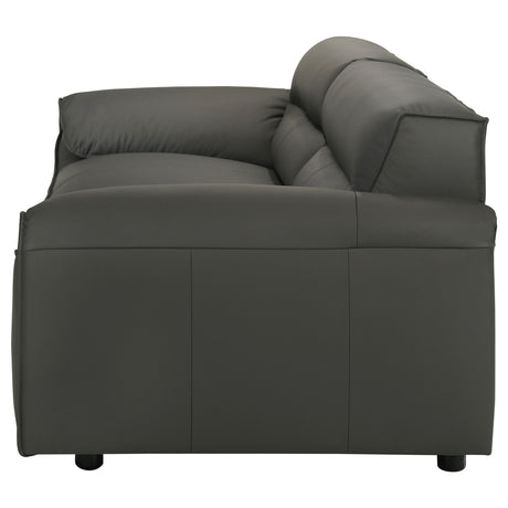 Buxton Top Grain Leather Sofa in Graphite