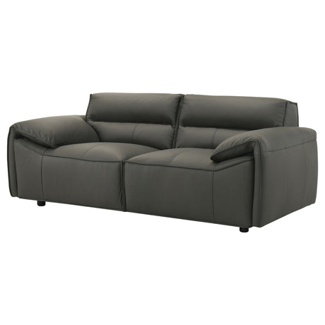 Buxton Top Grain Leather Loveseat in Graphite