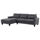 Caspian Upholstered Curved Arm Chaise Sectional - Grey