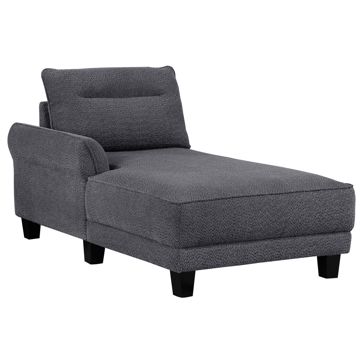 Caspian Upholstered Curved Arm Chaise Sectional - Grey