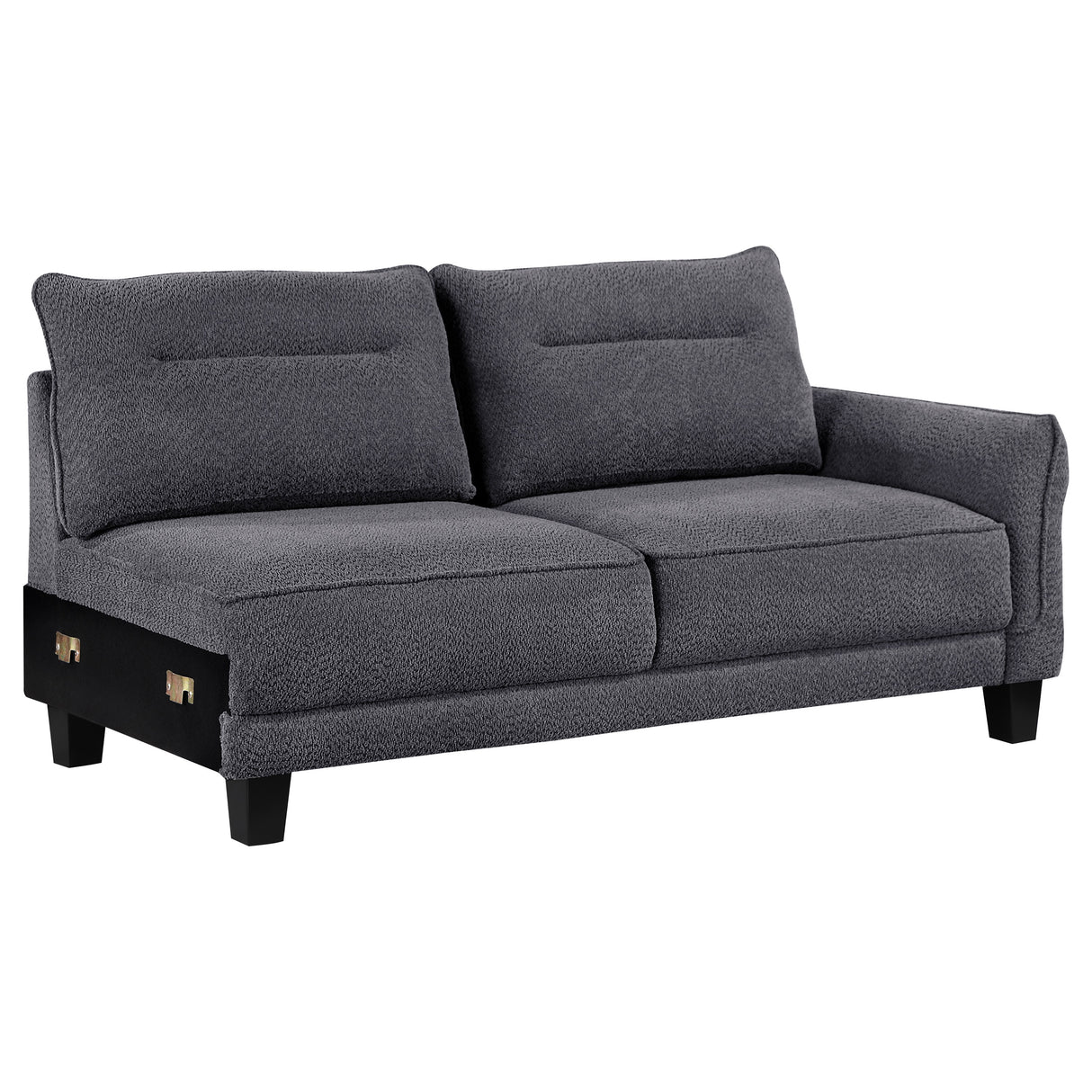 Caspian Upholstered Curved Arm Chaise Sectional - Grey
