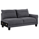 Caspian Upholstered Curved Arm Chaise Sectional - Grey