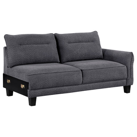 Caspian Upholstered Curved Arm Chaise Sectional - Grey