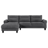 Caspian Upholstered Curved Arm Chaise Sectional - Grey