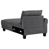 Caspian Upholstered Curved Arm Chaise Sectional - Grey