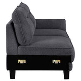Caspian Upholstered Curved Arm Chaise Sectional - Grey