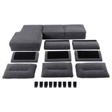 Caspian Upholstered Curved Arm Chaise Sectional - Grey