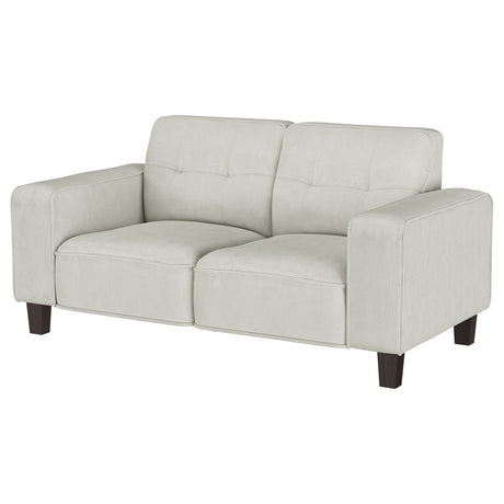 Deerhurst Upholstered Track Arm Tufted Loveseat in Greige