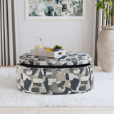 Tomkins Oval Upholstered Storage Ottoman, Indigo Blue