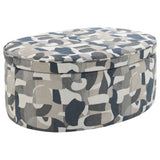 Tomkins Oval Upholstered Storage Ottoman, Indigo Blue