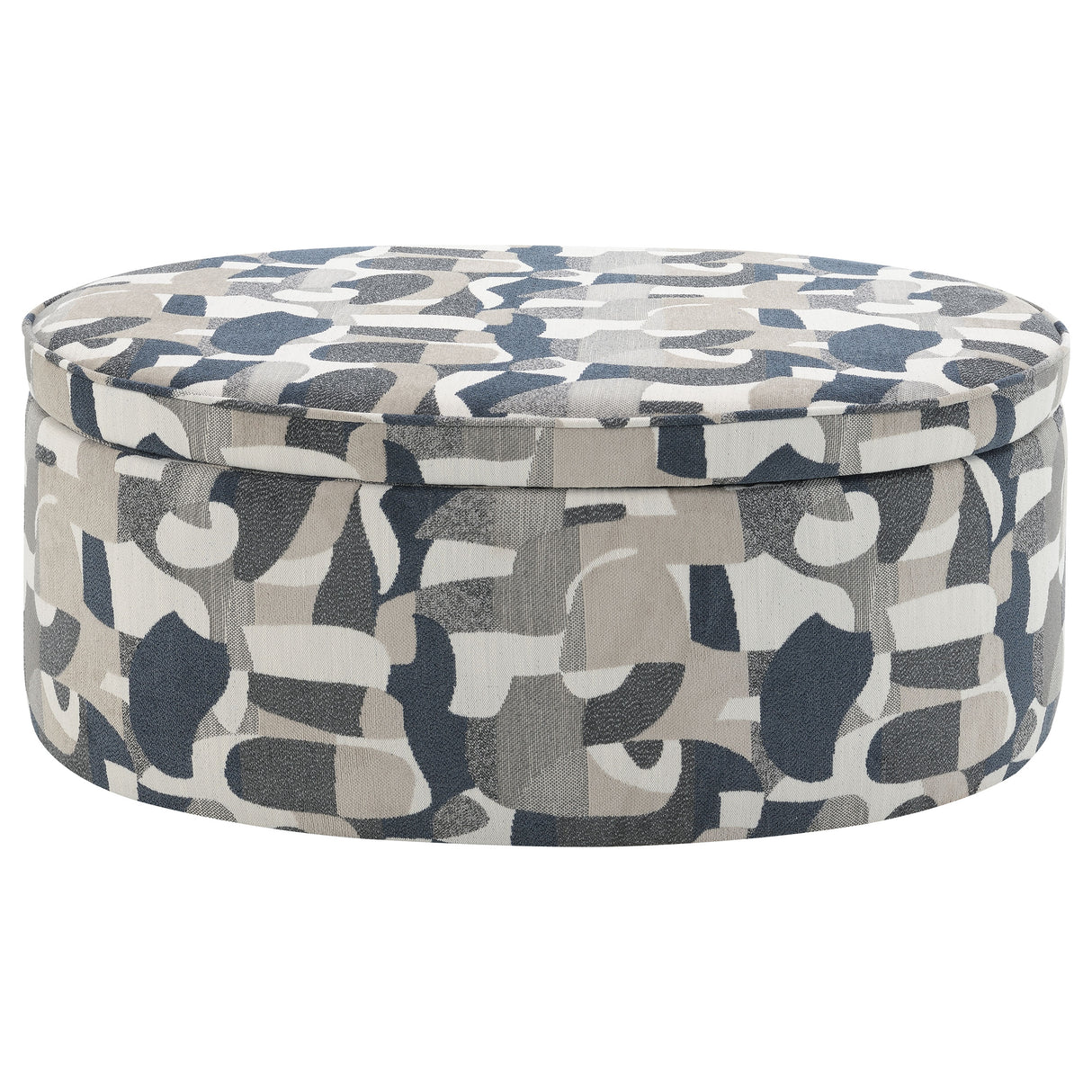 Tomkins Oval Upholstered Storage Ottoman, Indigo Blue