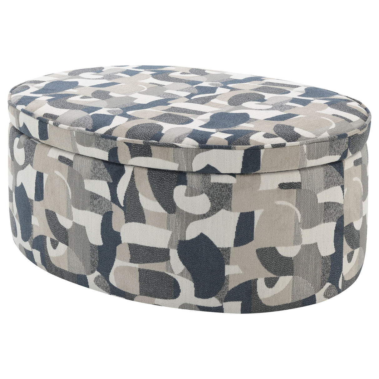 Tomkins Oval Upholstered Storage Ottoman, Indigo Blue