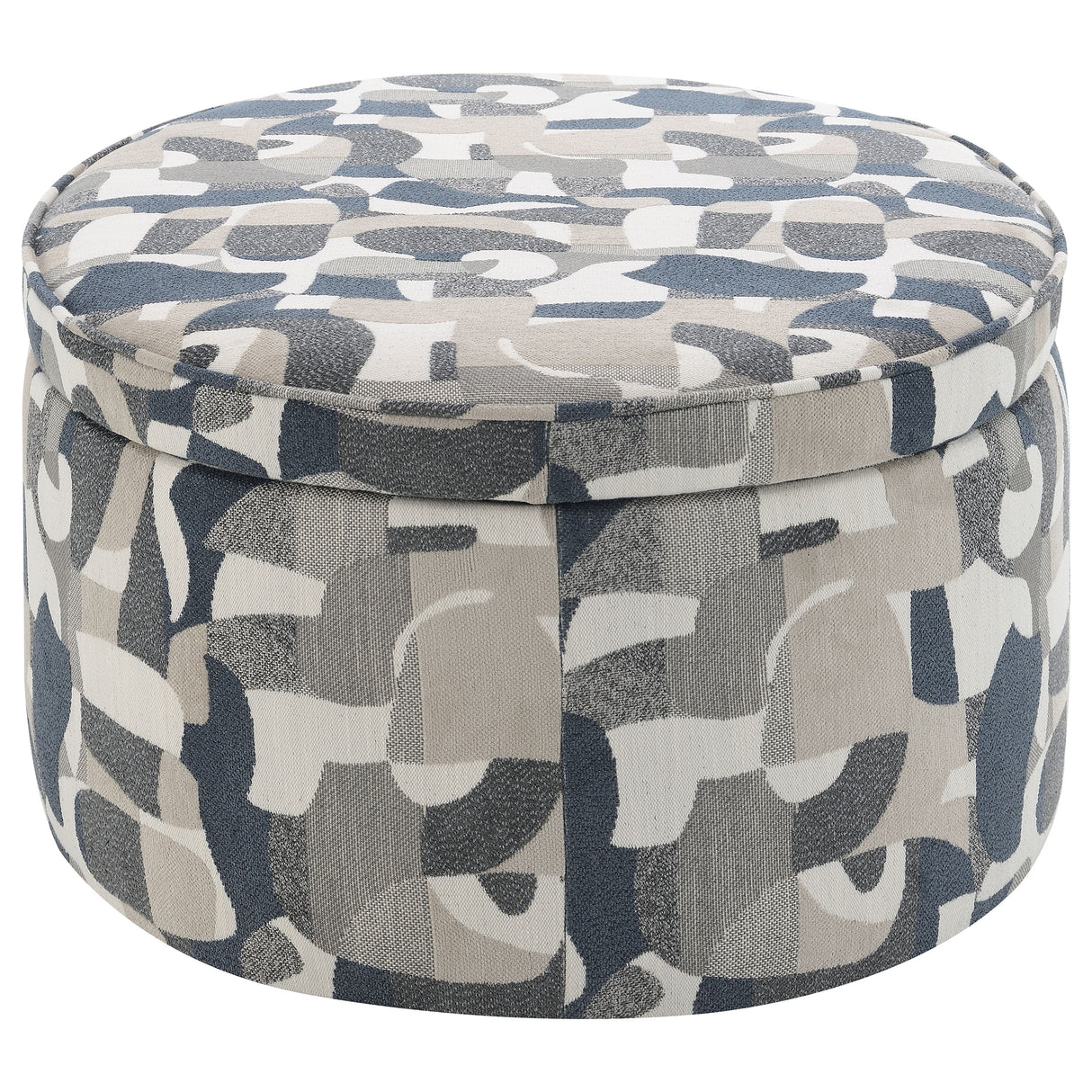 Tomkins Oval Upholstered Storage Ottoman, Indigo Blue