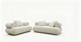 Contemporary Ivory Chenille Studio Sofa with Bolster Arms