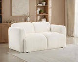 Dorset Fabric Upholstered Round Track Arm Loveseat, White