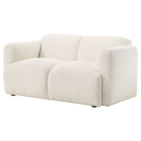Dorset Fabric Upholstered Round Track Arm Loveseat, White