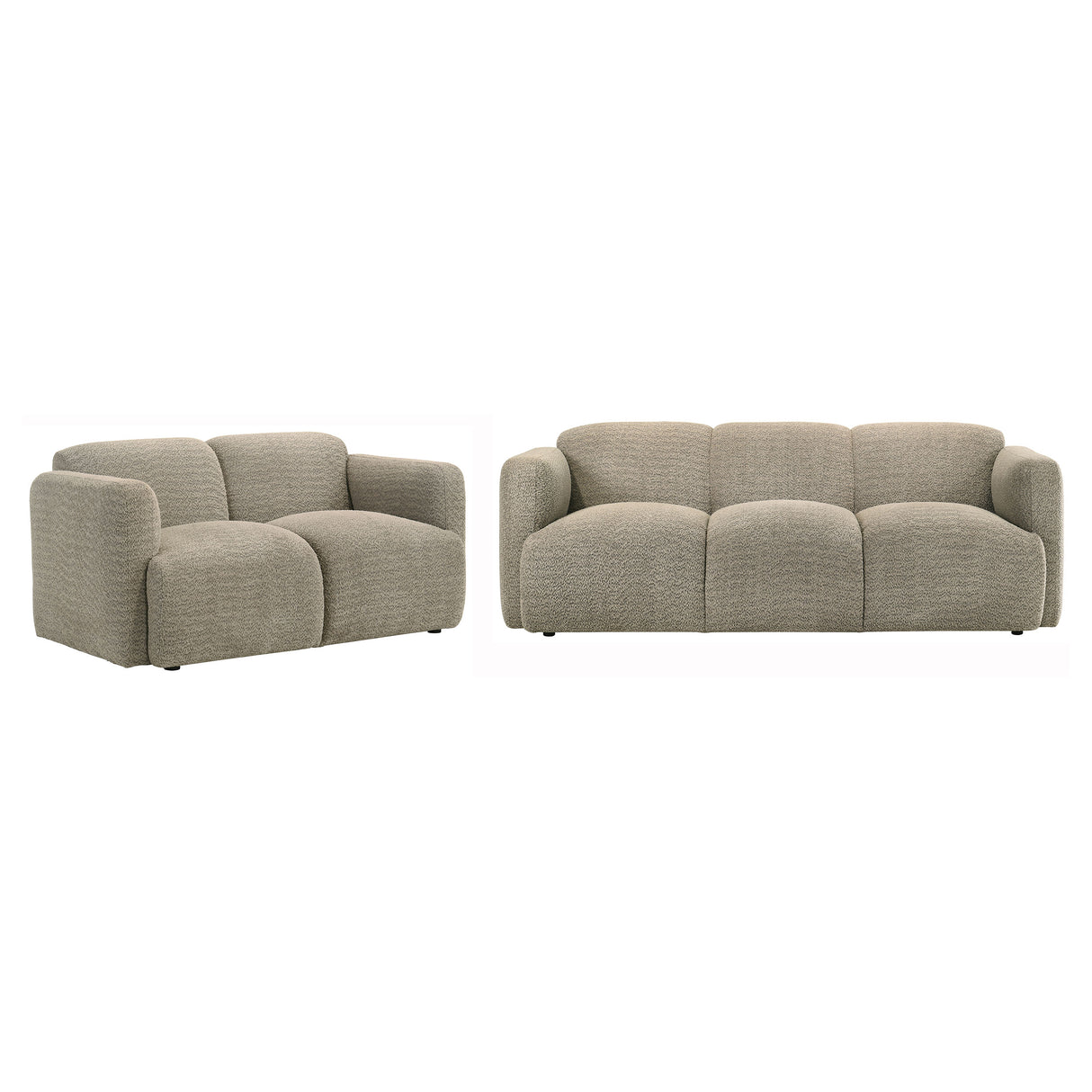 Dorset 2-Piece Upholstered Round Track Arm Sofa Set in Brown