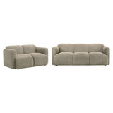 Dorset 2-Piece Upholstered Round Track Arm Sofa Set in Brown