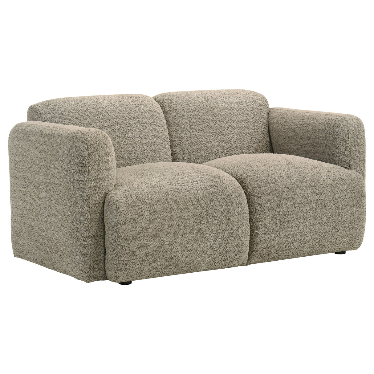 Dorset Fabric Upholstered Round Track Arm Loveseat in Brown