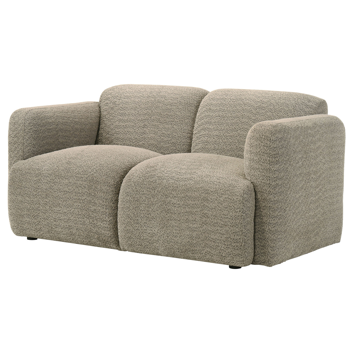 Dorset Fabric Upholstered Round Track Arm Loveseat in Brown