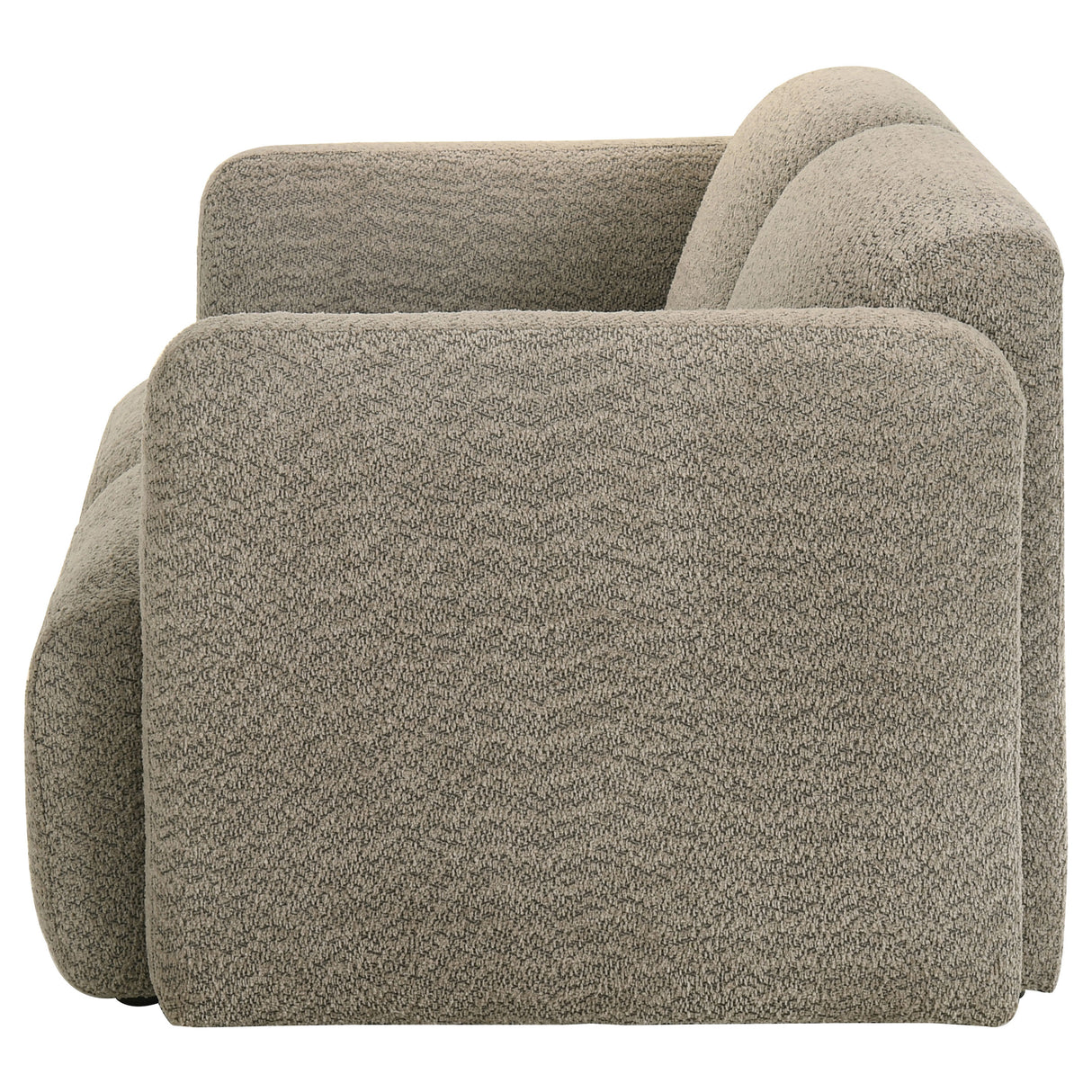 Dorset Fabric Upholstered Round Track Arm Loveseat in Brown
