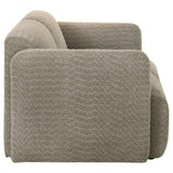Dorset Fabric Upholstered Round Track Arm Loveseat in Brown