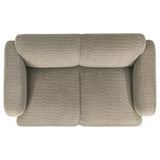 Dorset Fabric Upholstered Round Track Arm Loveseat in Brown