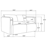 Dorset Fabric Upholstered Round Track Arm Loveseat in Brown
