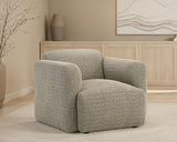 Dorset Fabric Upholstered Round Track Arm Accent Chair Brown