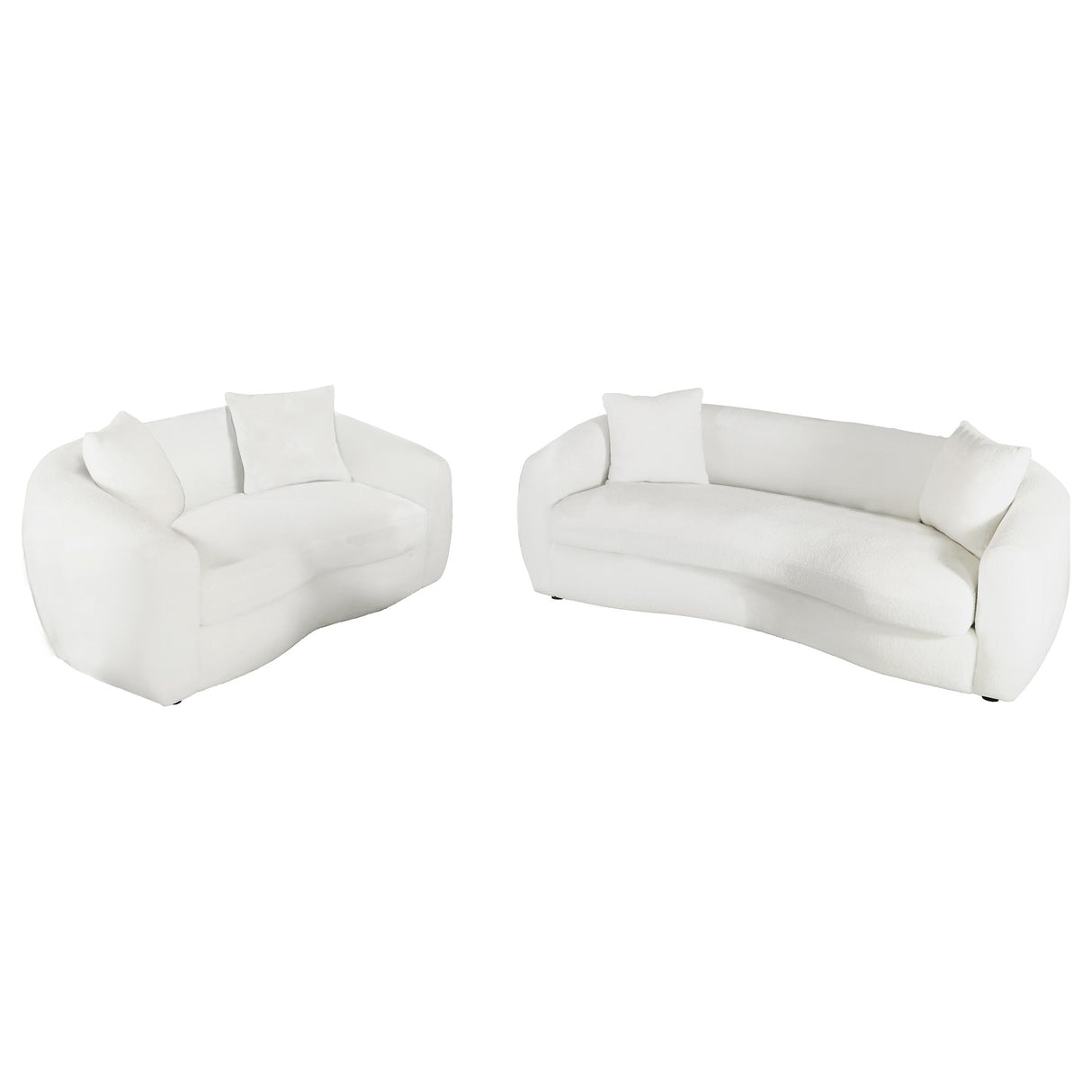 Isabella 2-Piece Faux Sheepskin Sofa Set in Ivory