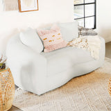 Isabella Faux Sheepskin Loveseat in Natural Ivory
