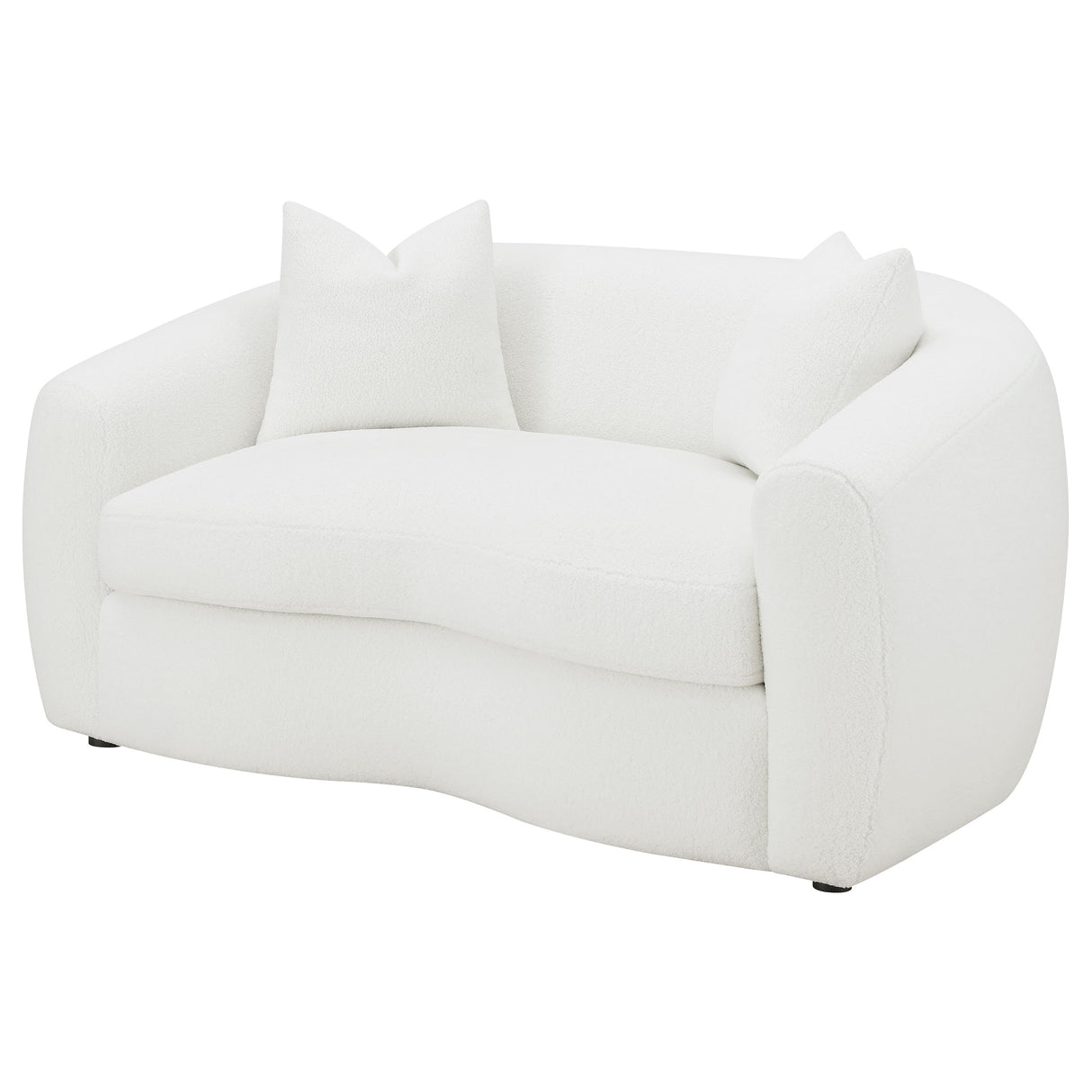 Isabella Faux Sheepskin Loveseat in Natural Ivory