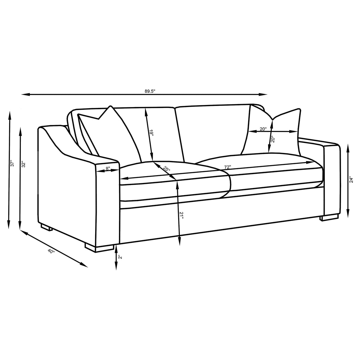 Ashlyn 2-Piece Upholstered Sofa Set - White