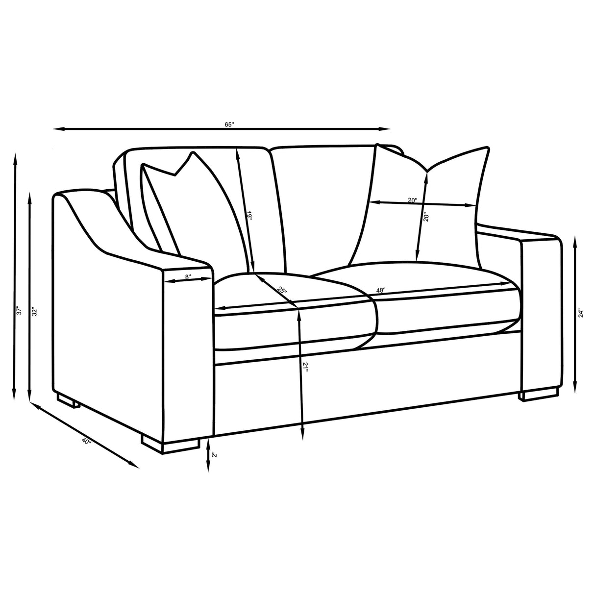 Ashlyn 2-Piece Upholstered Sofa Set - White