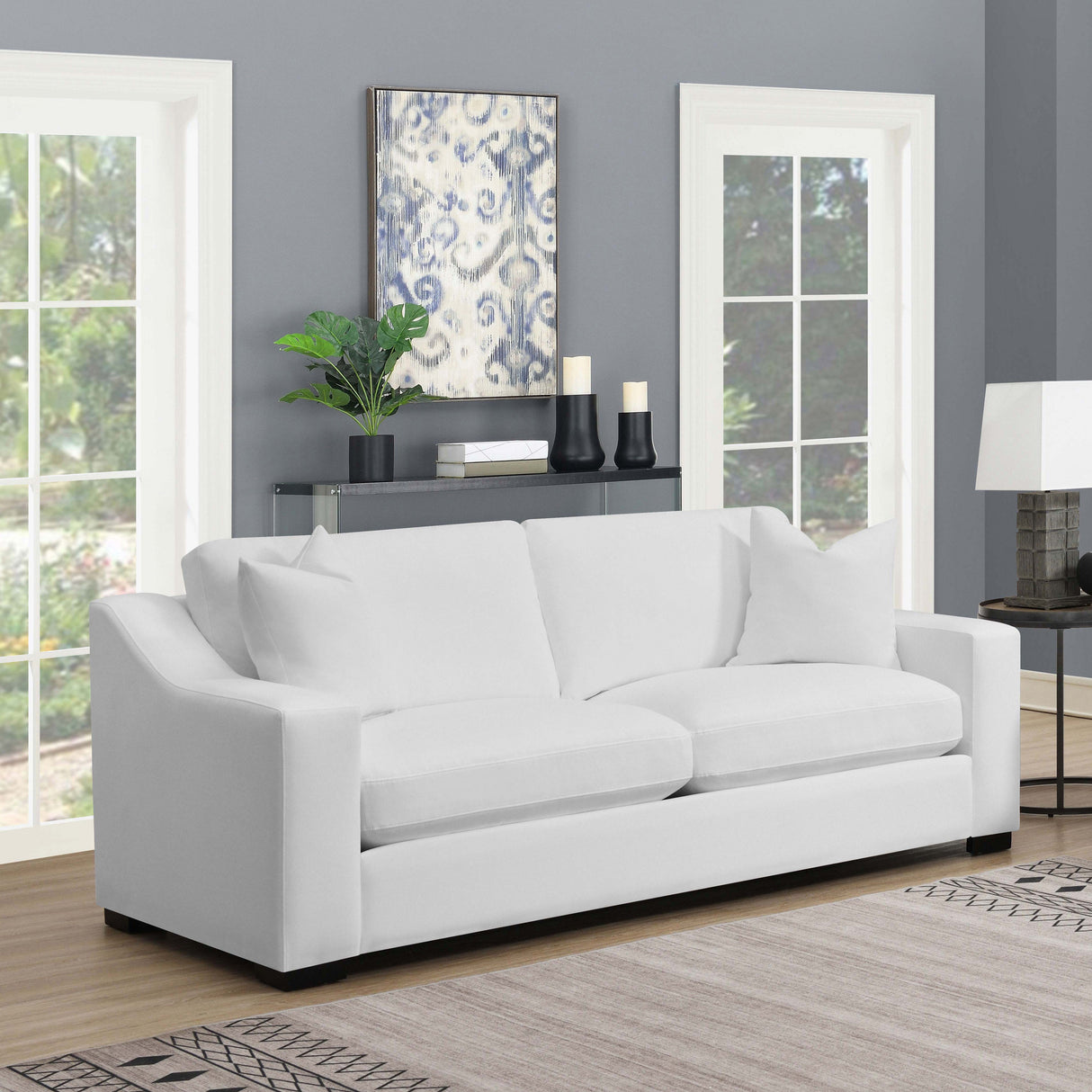 Ashlyn Upholstered Sloped Arm Sofa - White